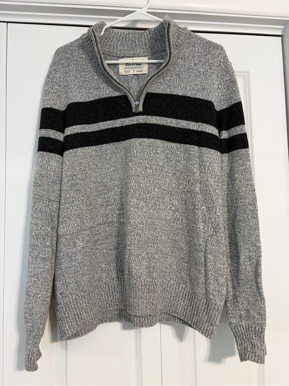urban pipeline Gray Quarter-Zip Sweater with Black Stripes